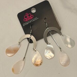 Paparazzi jewelry - “Atlantis ambience” Silver and White Teardrop Earrings